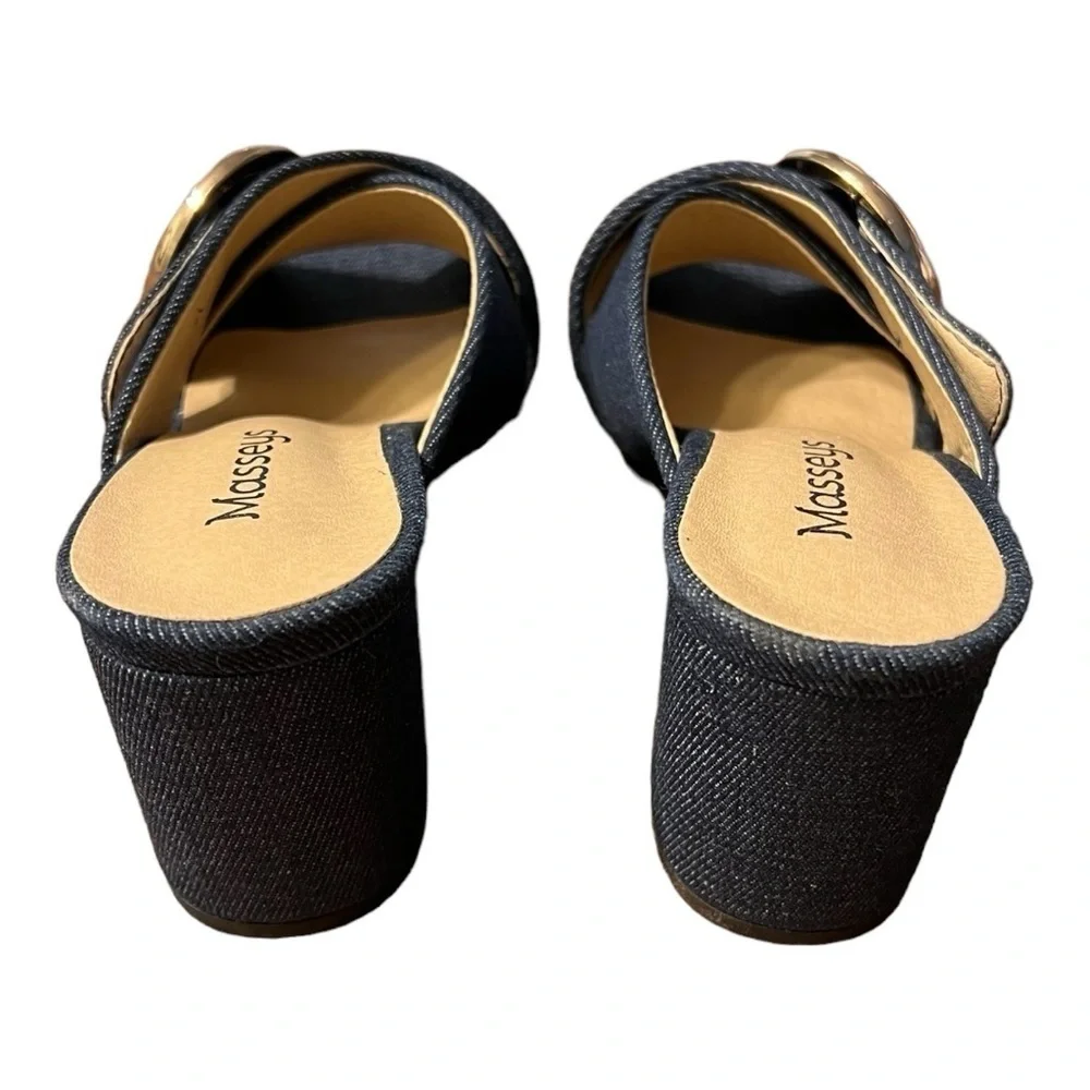 Masseys Denim Block Heeled Slings Size 6M